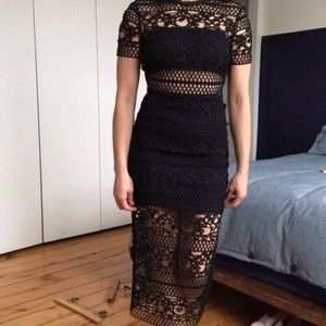 Express Venice black eyelet midi dress￼, Size 0, Short sleeve￼, Fitted WORN ONCE